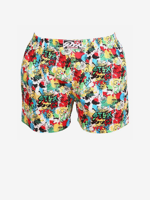 Styx Pantaloncini da notte Styx emoji da donna a fantasia gialla e rossa