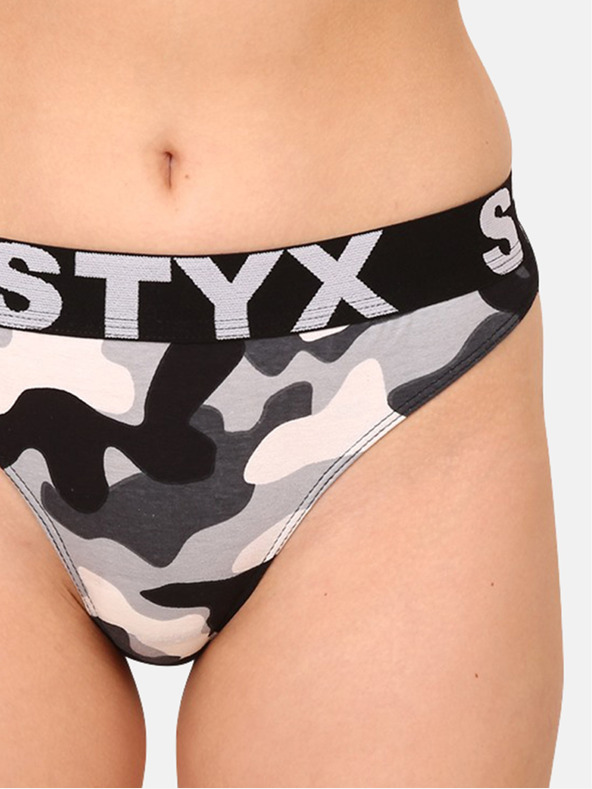 Styx Perizoma da donna nero e grigio Styx art camouflage