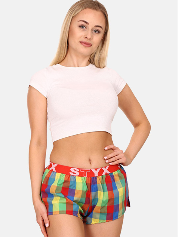 Styx Pantaloncini da notte a quadri rossi e verdi da donna di Styx