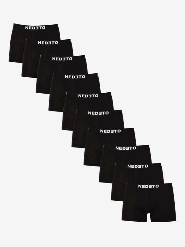 Nedeto Set di dieci boxer da uomo in nero Nedeto