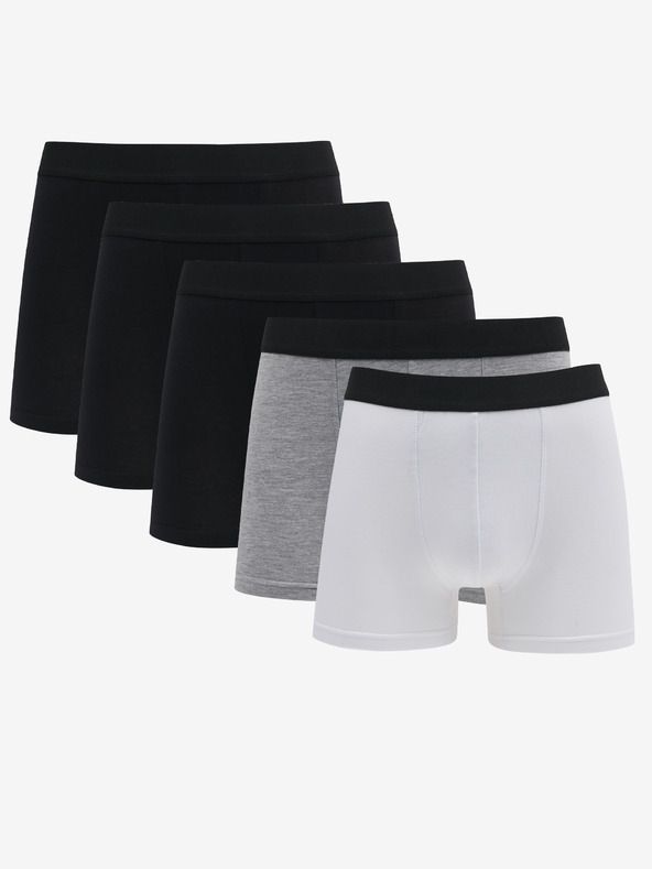 Nedeto Set di cinque boxer da uomo in nero, grigio e bianco Nedeto