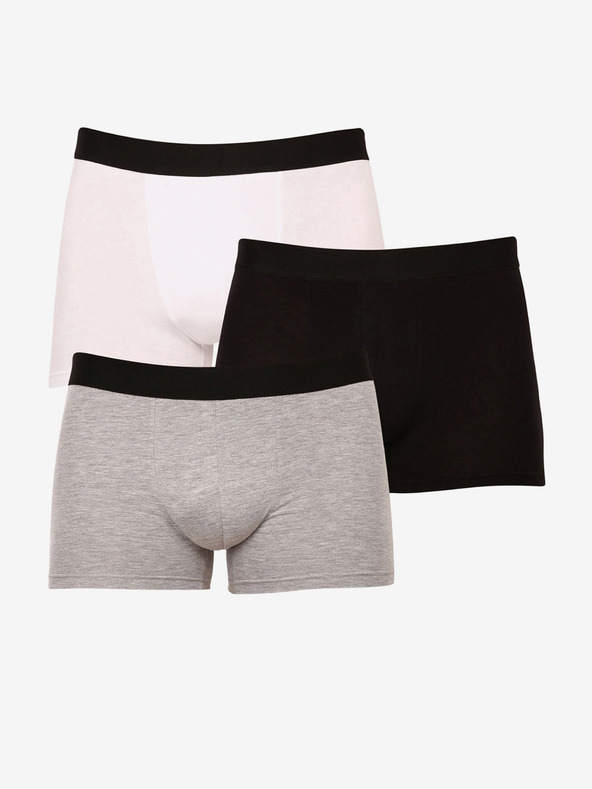 Nedeto Set di tre boxer da uomo in grigio, nero e bianco Nedeto