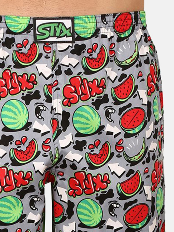 Styx Pantaloni del pigiama Styx a fantasia rossa e grigia da uomo