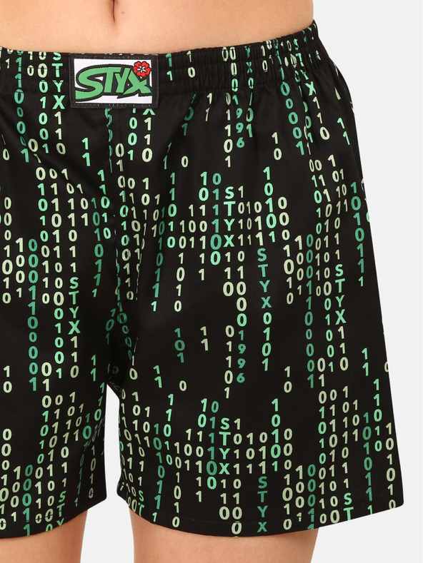 Styx Pantaloncini da letto fantasia verde e nera da donna Styx Code