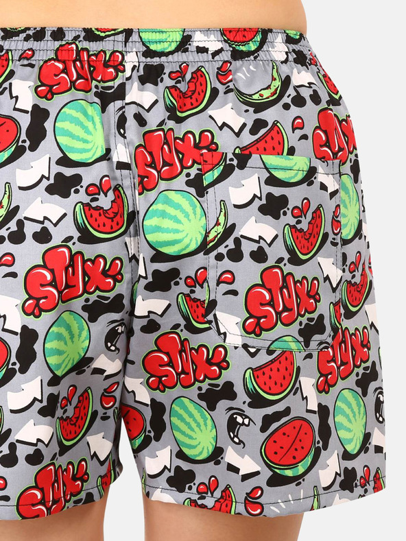 Styx Pantaloncini da notte fantasia rossa e grigia da donna Styx Melons