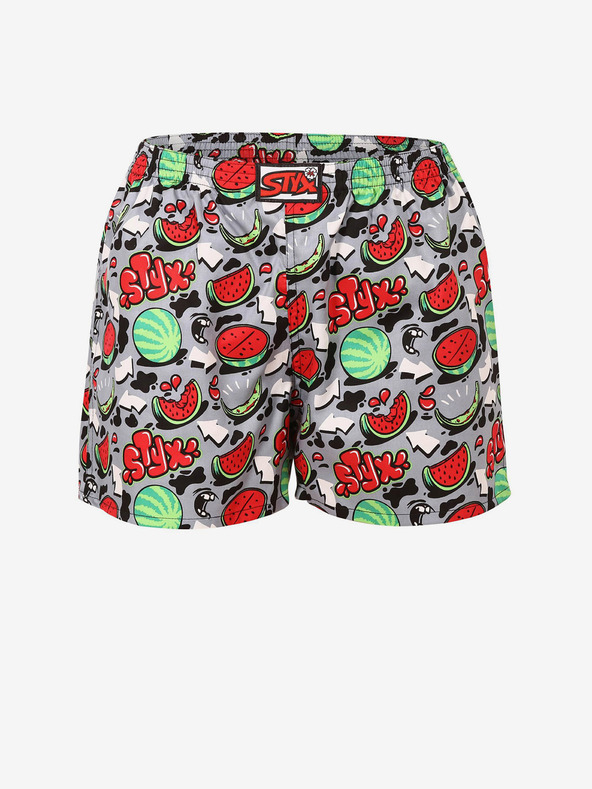 Styx Pantaloncini da notte fantasia rossa e grigia da donna Styx Melons