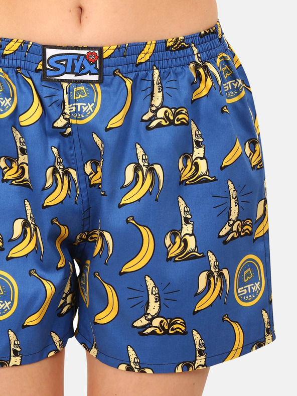 Styx Pantaloncini da notte fantasia gialla e blu da donna Styx Bananas