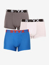 Styx Set di tre boxer da uomo in grigio, bianco e blu Styx