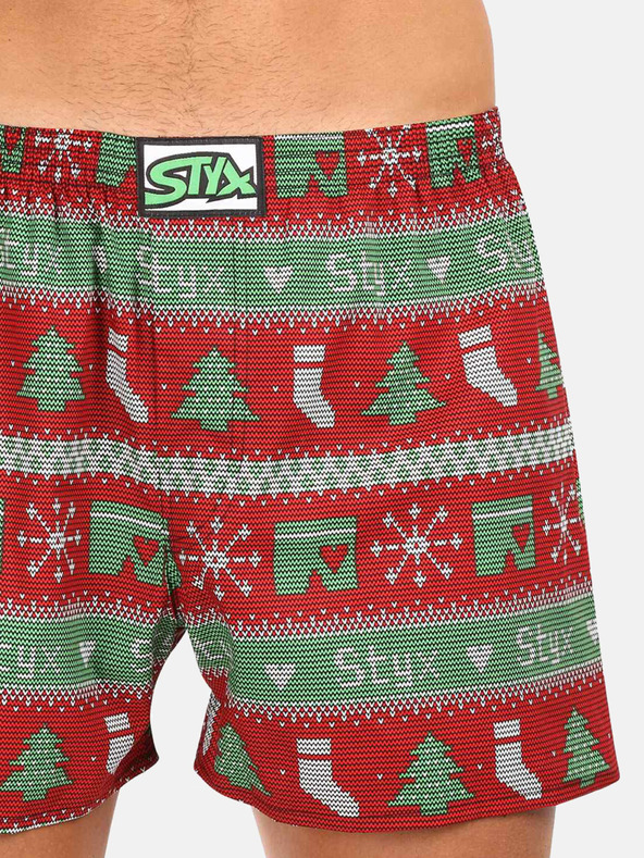 Styx Pantaloncini di Natale Styx verdi e rossi da uomo