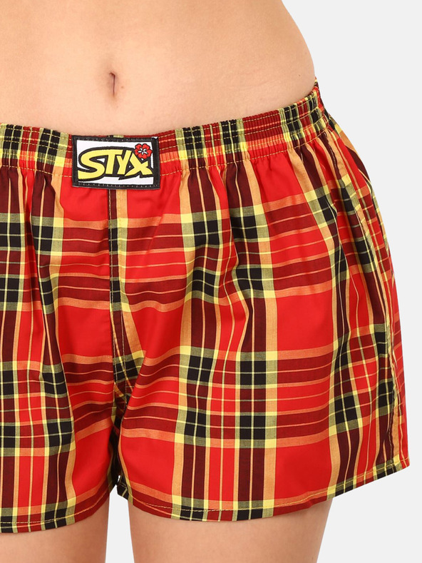 Styx Pantaloncini a quadri gialli e rossi da donna Styx