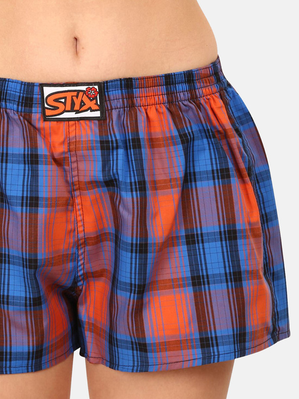 Styx Pantaloncini a quadri da donna arancioni e blu Styx