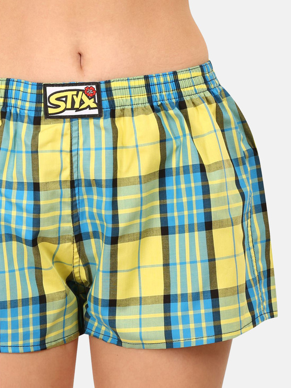 Styx Pantaloncini a quadri da donna blu e gialli Styx