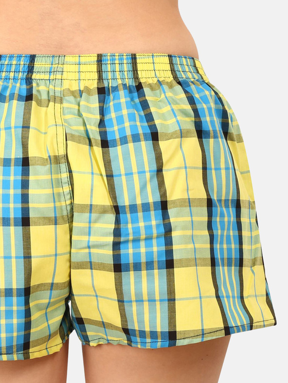 Styx Pantaloncini a quadri da donna blu e gialli Styx