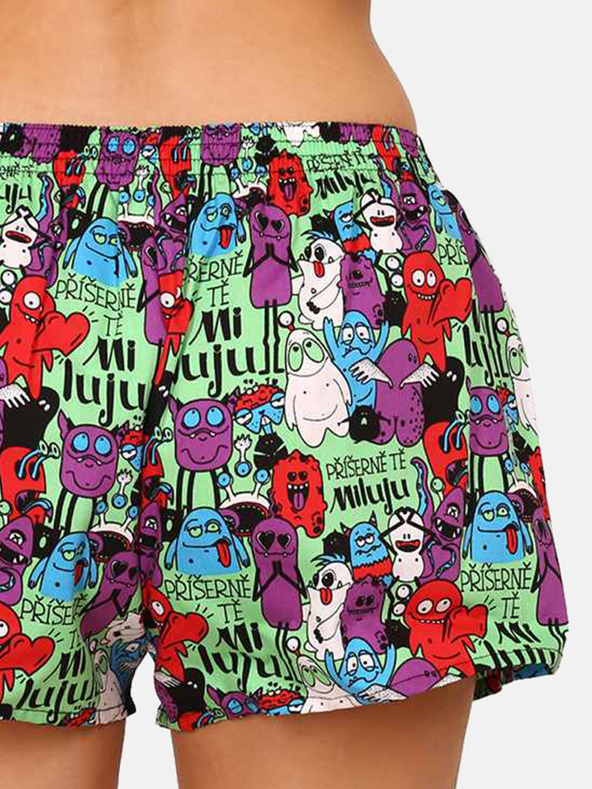 Styx Pantaloncini da donna a fantasia verde-viola Styx Monsters