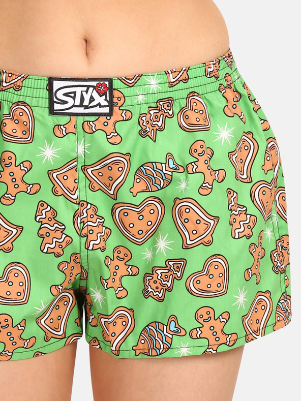 Styx Pantaloncini natalizi da donna verde chiaro Styx Christmas Gingerbread