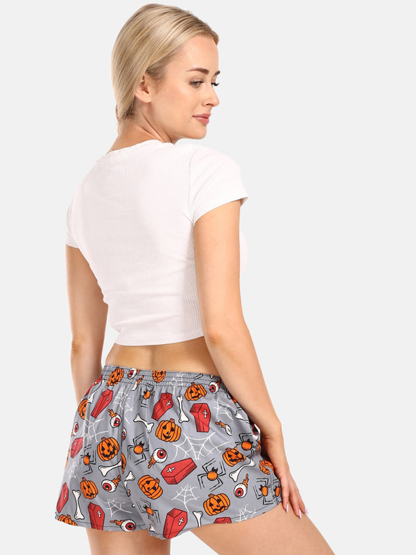 Styx Pantaloncini Styx Halloween da donna arancione e grigio con bara