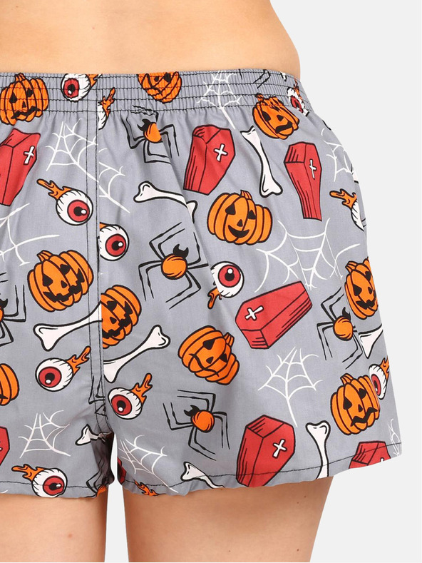 Styx Pantaloncini Styx Halloween da donna arancione e grigio con bara