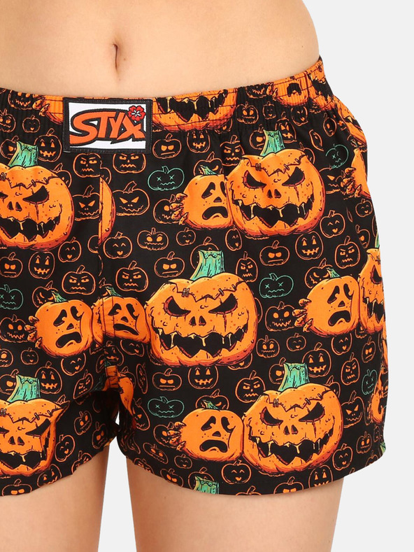 Styx Pantaloncini Styx Halloween arancione e nero da donna Zucche
