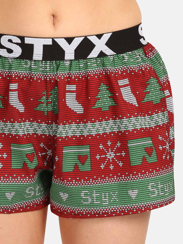 Styx Pantaloncini natalizi da donna verdi e rossi Styx Christmas