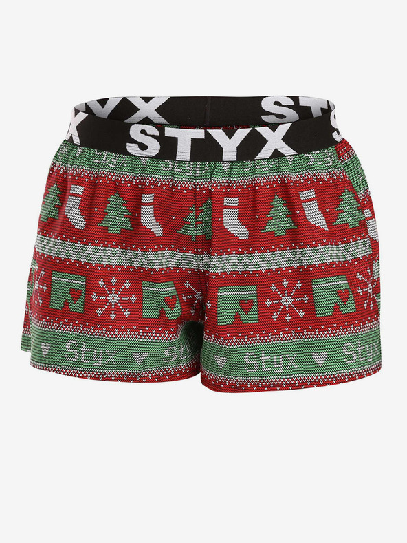 Styx Pantaloncini natalizi da donna verdi e rossi Styx Christmas