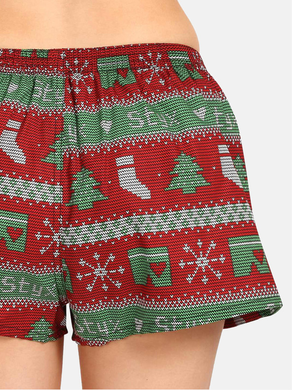 Styx Pantaloncini verdi e rossi da donna in maglia natalizia Styx Christmas