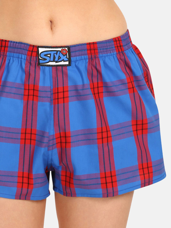 Styx Pantaloncini a quadri rossi e blu da donna Styx