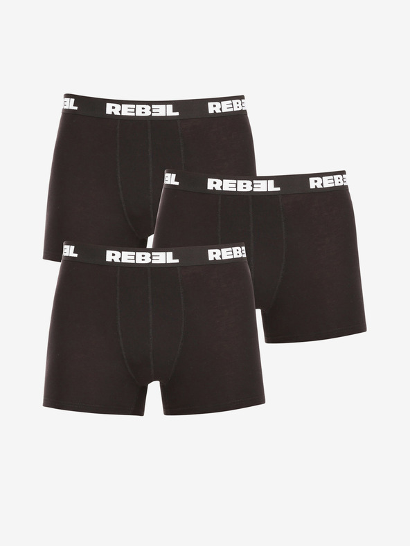 Nedeto Set di tre boxer da uomo in nero Nedeto Rebel