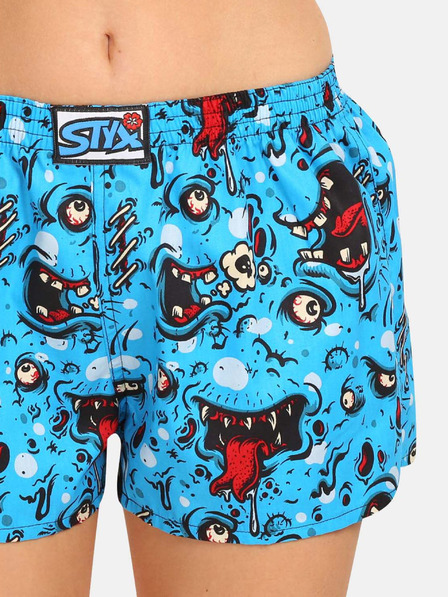 Styx Pantaloncini da donna blu a fantasia Styx art Zombie