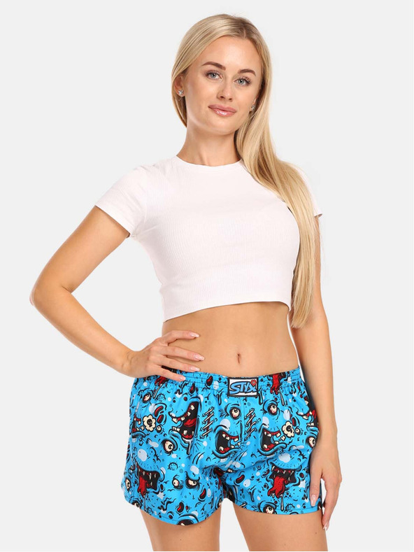 Styx Pantaloncini da donna blu a fantasia Styx art Zombie