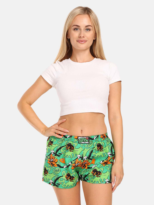 Styx Pantaloncini verdi da donna a fantasia Styx art Tropic