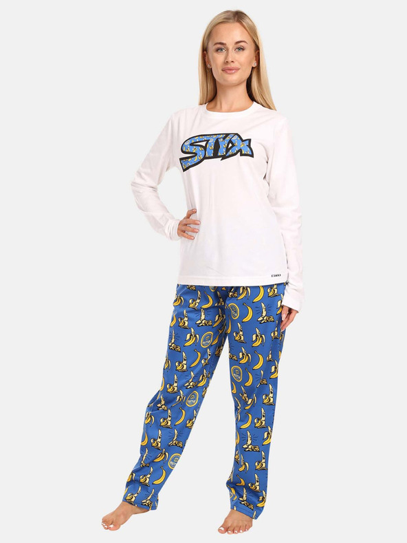 Styx Pigiama Styx Bananas da donna blu e bianco