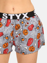 Styx Pantaloncini da donna arancione e grigio con fantasia Styx bare di Halloween