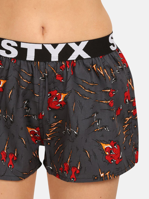 Styx Pantaloncini da letto con fantasia rossa e grigia da donna Artigli di Styx
