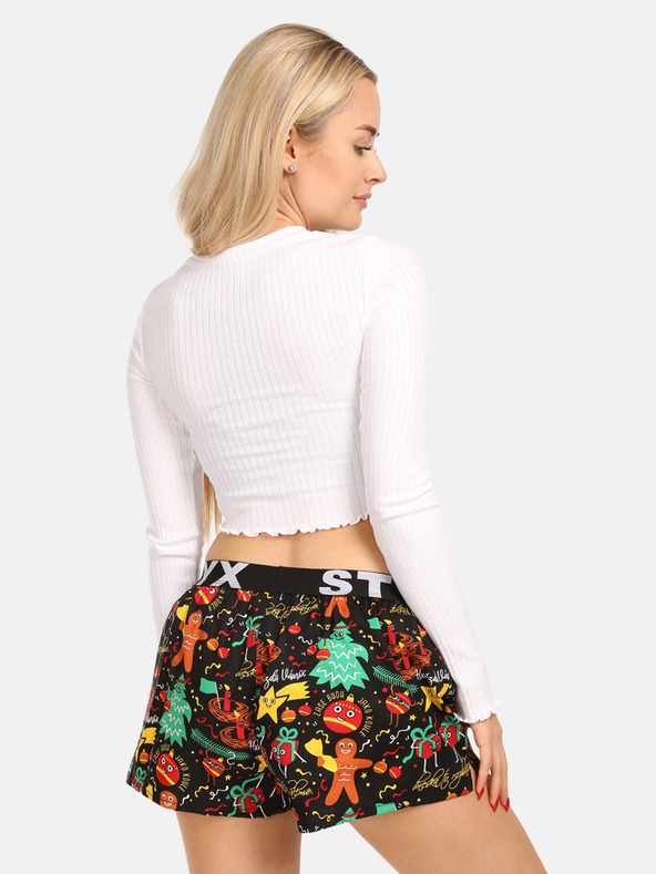 Styx Pantaloncini da notte fantasia verde e nera da donna Styx Ornamenti natalizi