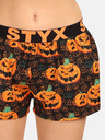 Styx Pantaloncini da letto Styx neri e arancioni da donna con motivo zucca di Halloween