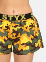 Styx Pantaloncini da letto con motivo verde e giallo da donna Styx Camouflage