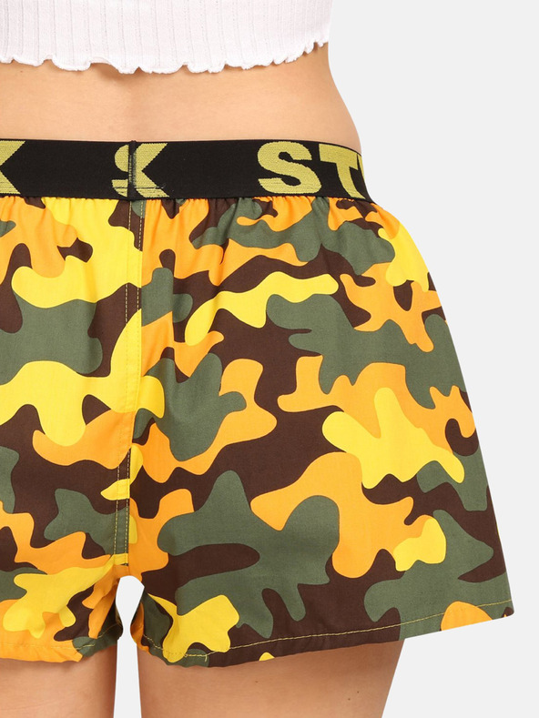 Styx Pantaloncini da letto con motivo verde e giallo da donna Styx Camouflage