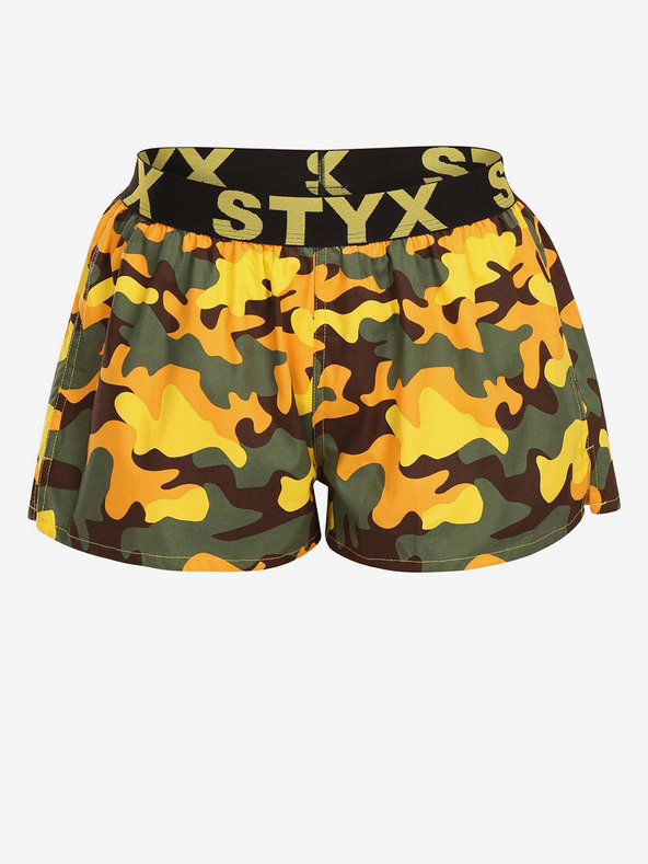 Styx Pantaloncini da letto con motivo verde e giallo da donna Styx Camouflage