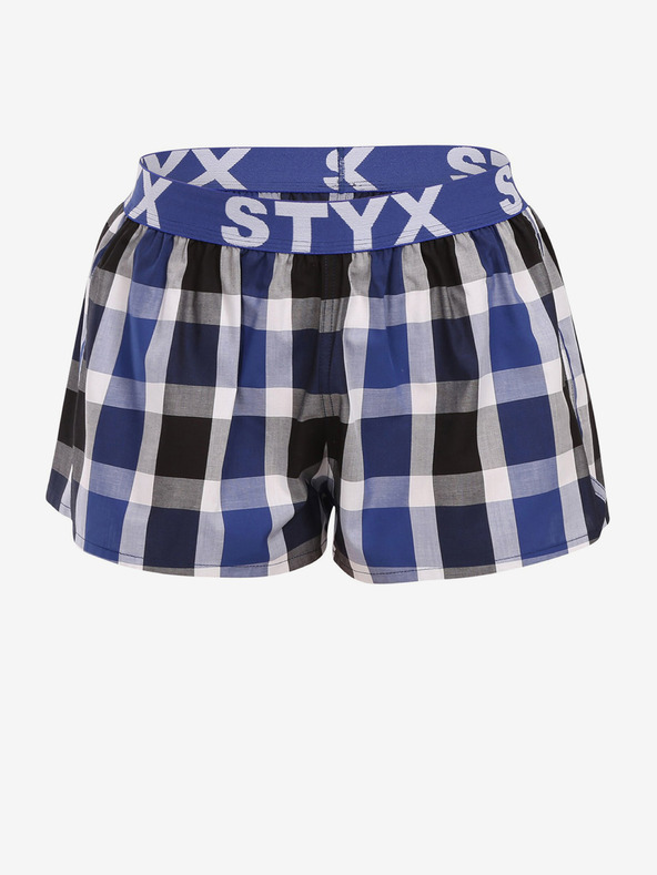 Styx Pantaloncini a quadri da donna Styx neri e blu