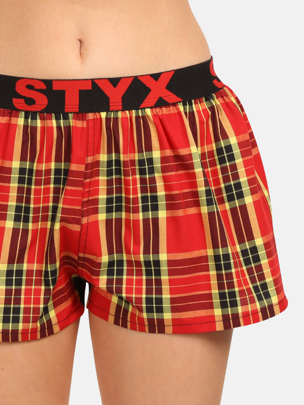 Styx Pantaloncini rossi a quadri da donna Styx