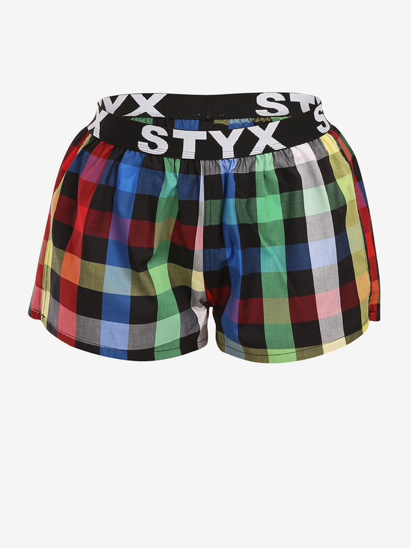Styx Pantaloncini a quadri da donna Styx blu e verdi