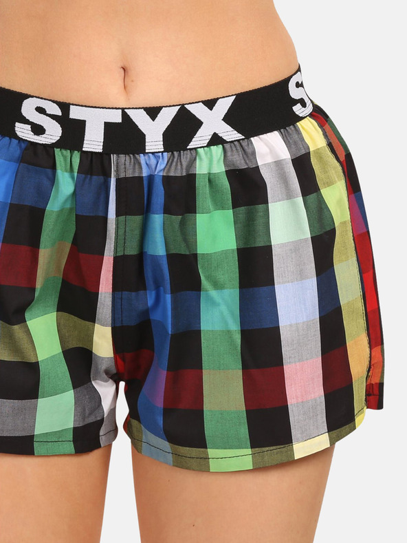 Styx Pantaloncini a quadri da donna Styx blu e verdi