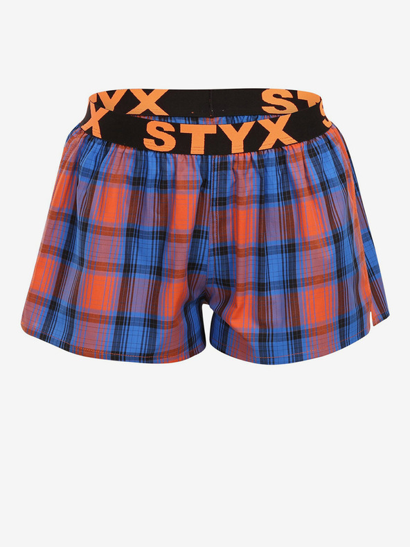 Styx Pantaloncini a quadri da donna arancioni e blu Styx