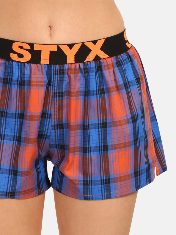 Styx Pantaloncini a quadri da donna arancioni e blu Styx