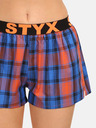 Styx Pantaloncini a quadri da donna arancioni e blu Styx