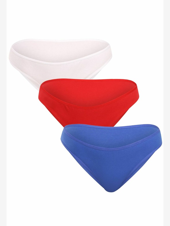 Nedeto Set di tre mutandine da donna in blu, rosso e bianco Nedeto