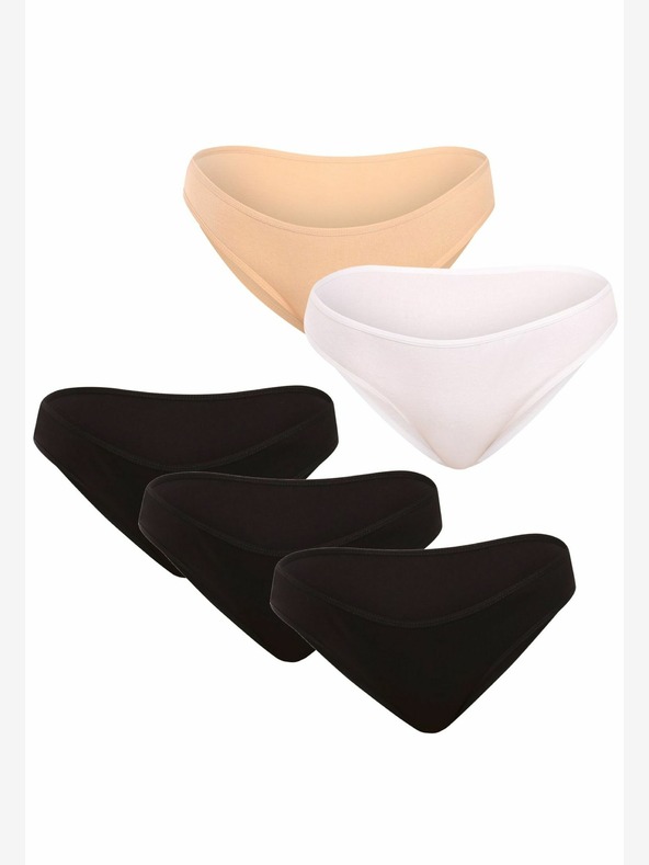 Nedeto Set di cinque mutandine da donna in bianco, rosa e nero Nedeto