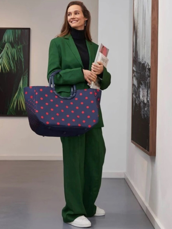 Reisenthel Borsa da donna blu scuro a pois Reisenthel Loopshopper L Frame a pois misti