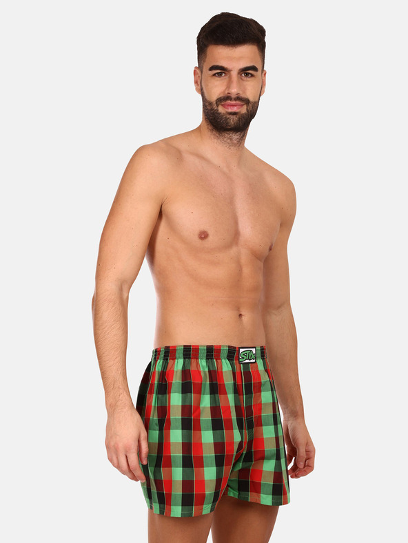 Styx Set di tre pantaloncini a quadri da uomo in rosso, giallo e verde STYX