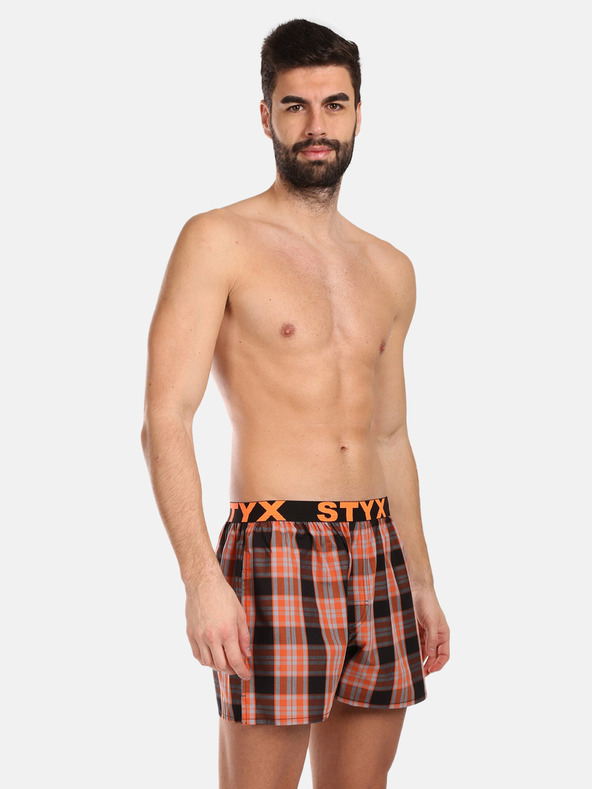 Styx Set di tre pantaloncini a quadri da uomo in blu, verde e arancione STYX